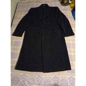 Mens 48 Overcoat Cashmere Wool Black Large Trench Coat Silver Cloud 70s 80s